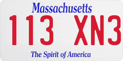 MA license plate 113XN3