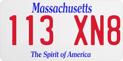 MA license plate 113XN8