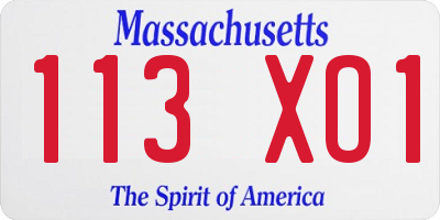 MA license plate 113XO1