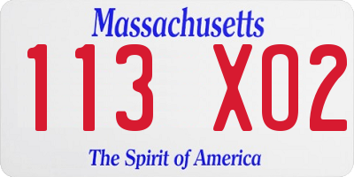 MA license plate 113XO2