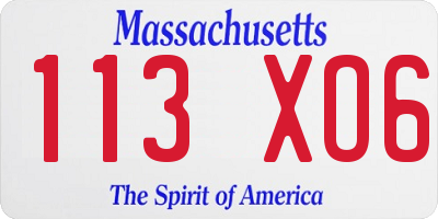 MA license plate 113XO6