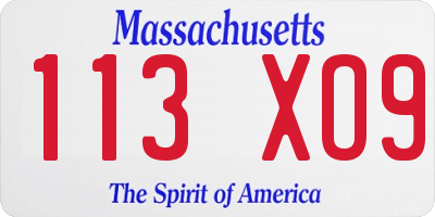 MA license plate 113XO9