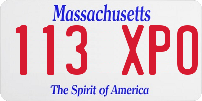 MA license plate 113XP0