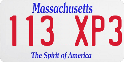 MA license plate 113XP3