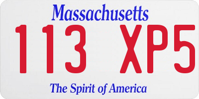 MA license plate 113XP5