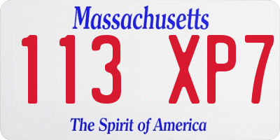 MA license plate 113XP7