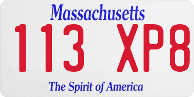 MA license plate 113XP8