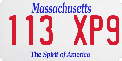 MA license plate 113XP9