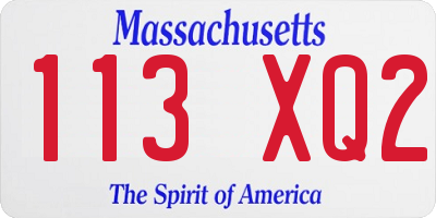 MA license plate 113XQ2