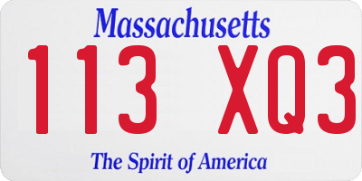 MA license plate 113XQ3