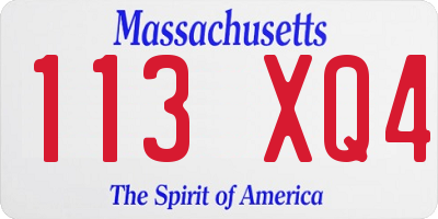 MA license plate 113XQ4