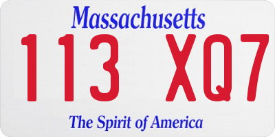 MA license plate 113XQ7