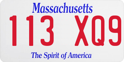 MA license plate 113XQ9