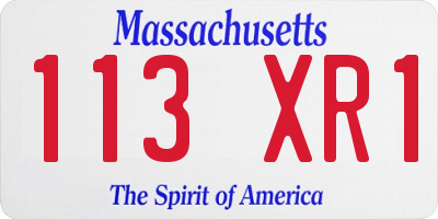 MA license plate 113XR1