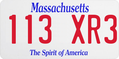 MA license plate 113XR3