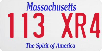 MA license plate 113XR4