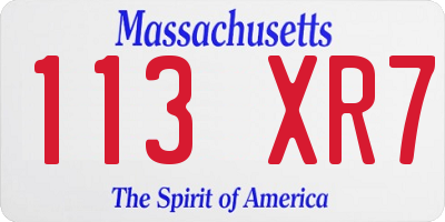 MA license plate 113XR7