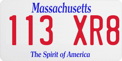 MA license plate 113XR8