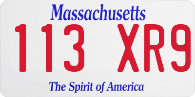 MA license plate 113XR9