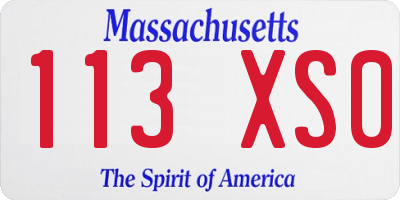 MA license plate 113XS0