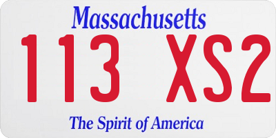 MA license plate 113XS2
