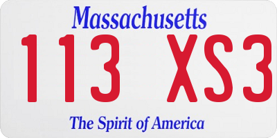 MA license plate 113XS3