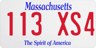 MA license plate 113XS4