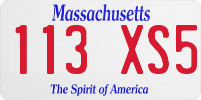 MA license plate 113XS5