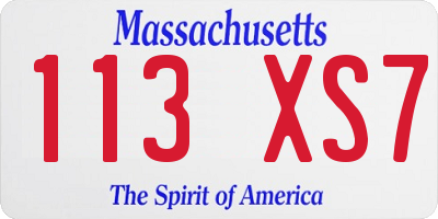 MA license plate 113XS7