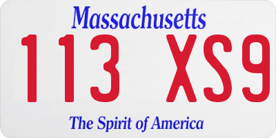 MA license plate 113XS9