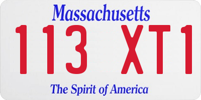 MA license plate 113XT1