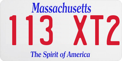 MA license plate 113XT2