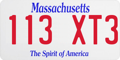 MA license plate 113XT3