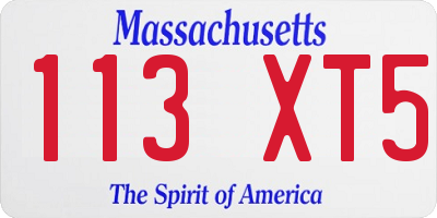 MA license plate 113XT5