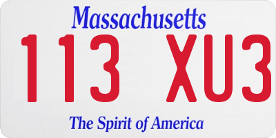 MA license plate 113XU3