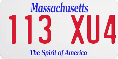 MA license plate 113XU4