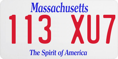 MA license plate 113XU7