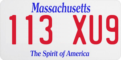 MA license plate 113XU9