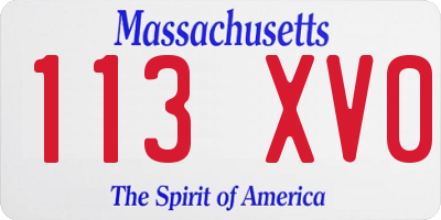 MA license plate 113XV0