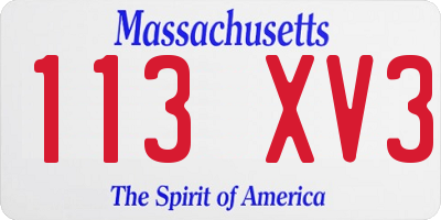 MA license plate 113XV3