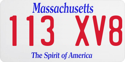 MA license plate 113XV8