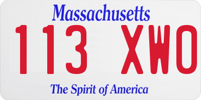 MA license plate 113XW0