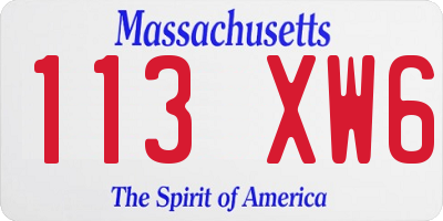 MA license plate 113XW6