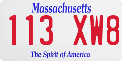 MA license plate 113XW8