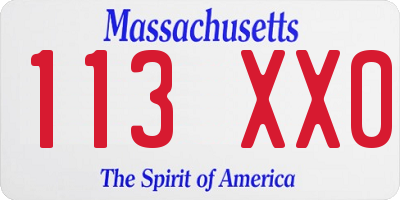 MA license plate 113XX0