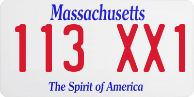 MA license plate 113XX1