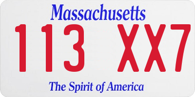 MA license plate 113XX7