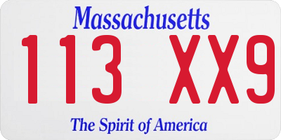 MA license plate 113XX9