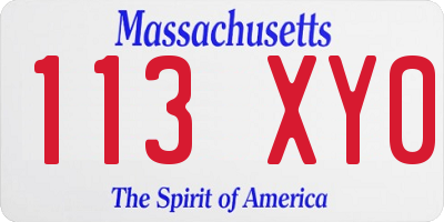 MA license plate 113XY0