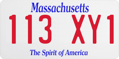MA license plate 113XY1